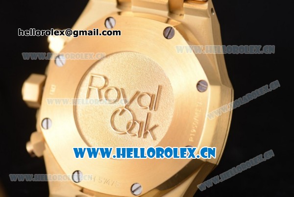 Audemars Piguet Royal Oak Chronograph Swiss Valjoux 7750 Automatic Yellow Gold Case/Bracelet with Blue Dial Stick Markers (EF) - Click Image to Close